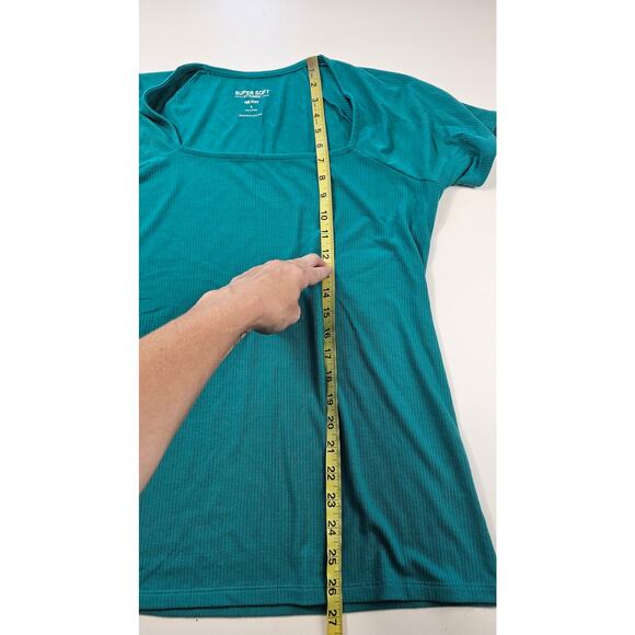 Super soft ribbed knit torrid blue sz 1 1X basic minimalist layering top NWOT - Picture 7 of 7